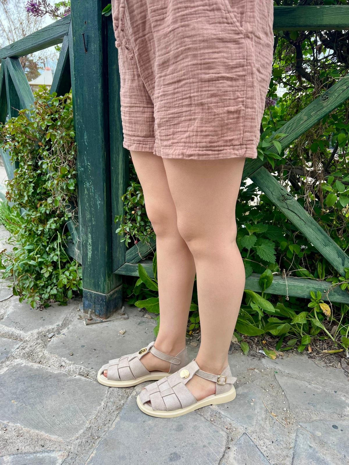 Lorenza Süet Bej Sandalet