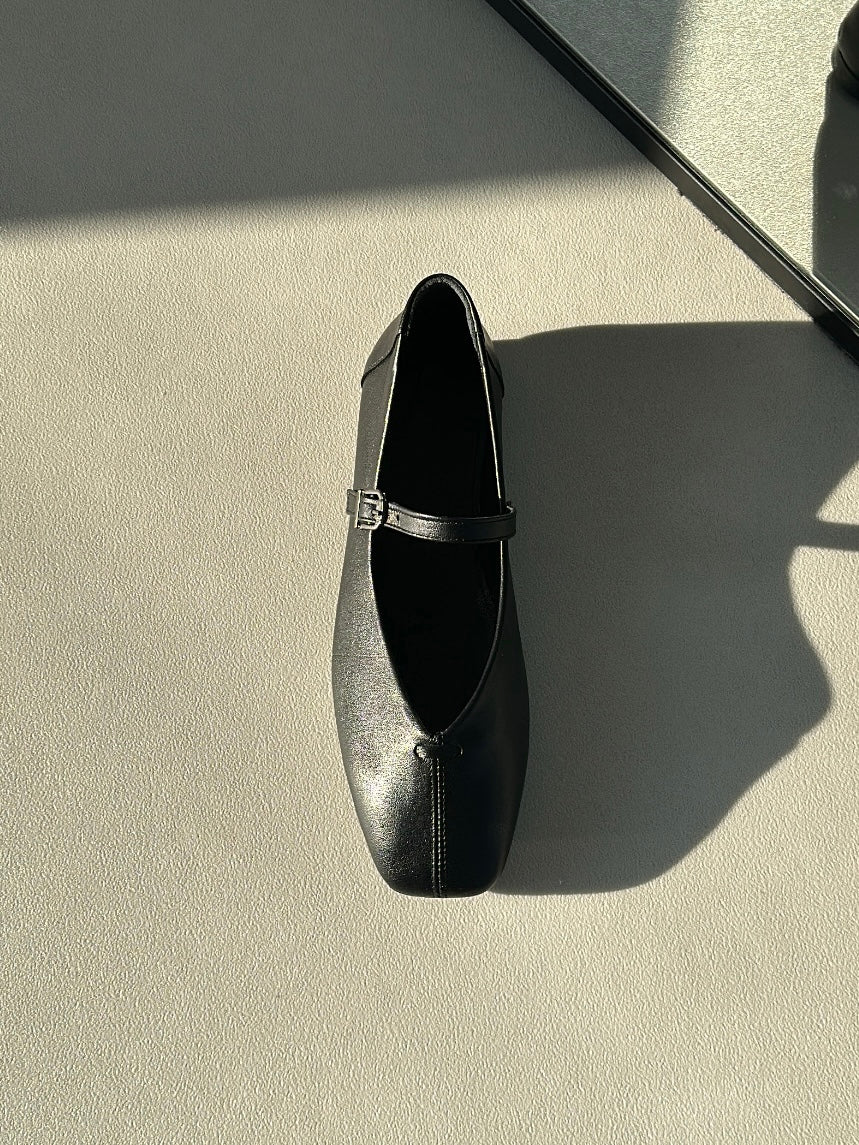 Many Gerçek Deri Siyah Babet