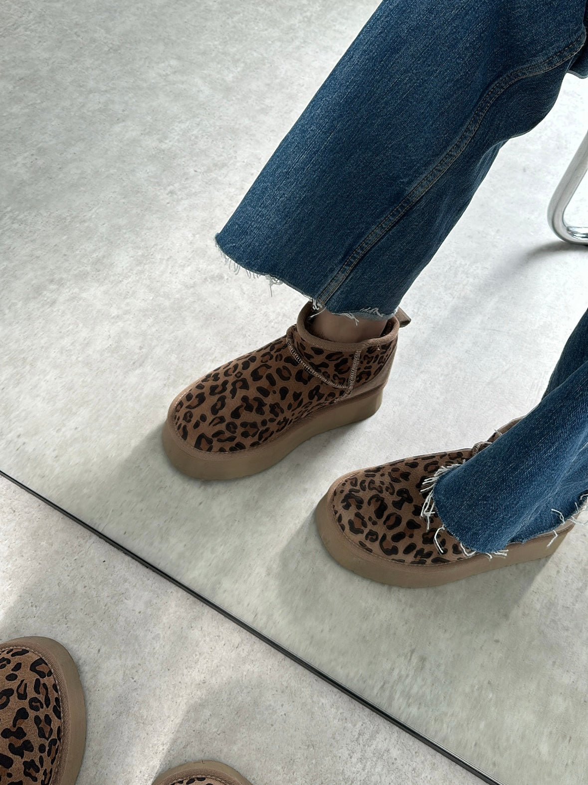 Ruby Platform Gerçek Hakiki Süet Vizon Leopar