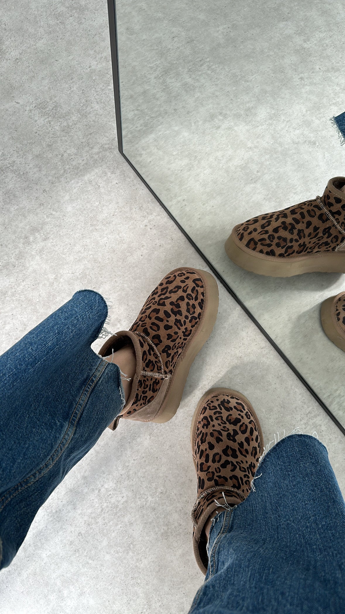 Ruby Platform Gerçek Hakiki Süet Vizon Leopar