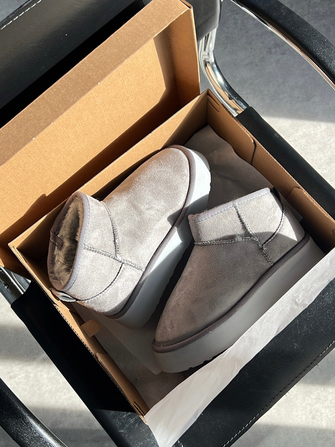 Platform Gri Süet İçi Kürklü Kalın Taban Bot