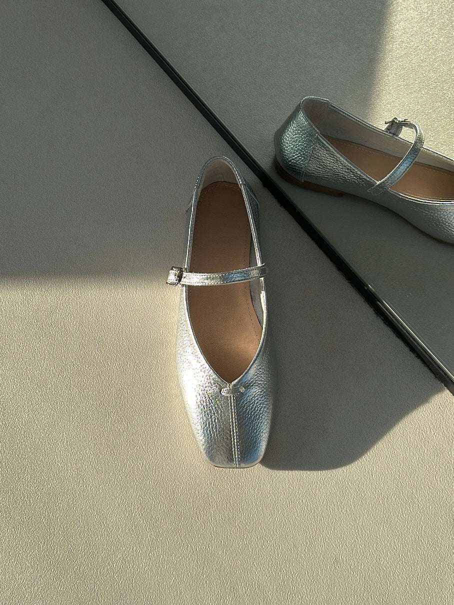 Many Gerçek Deri Gümüş Babet