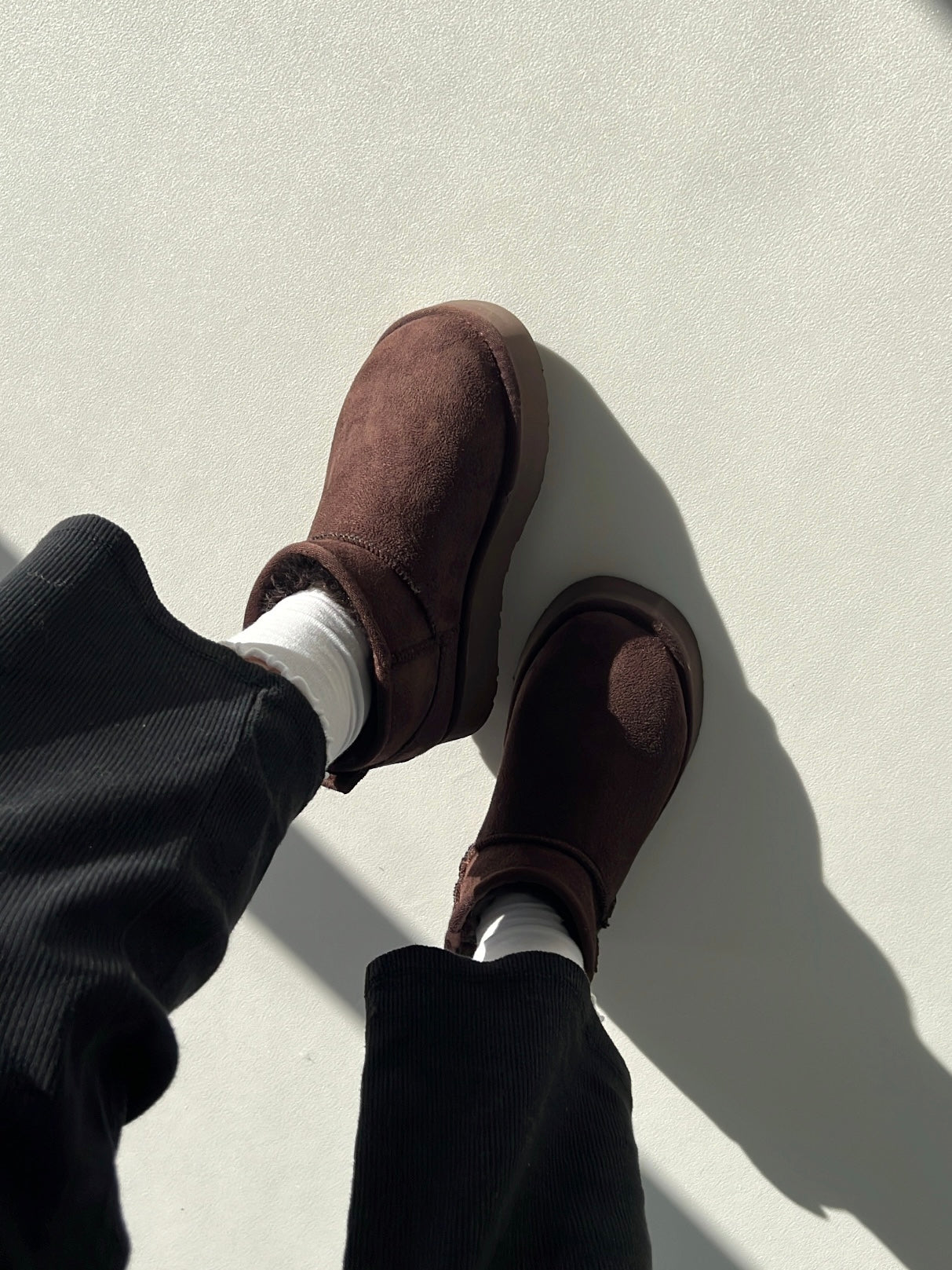 Platform Kahve Süet İçi Kürklü Kalın Taban Bot