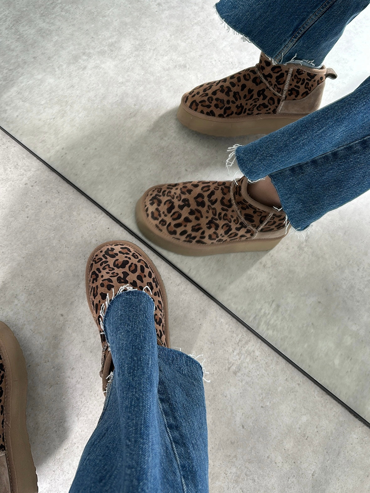 Ruby Platform Gerçek Hakiki Süet Vizon Leopar