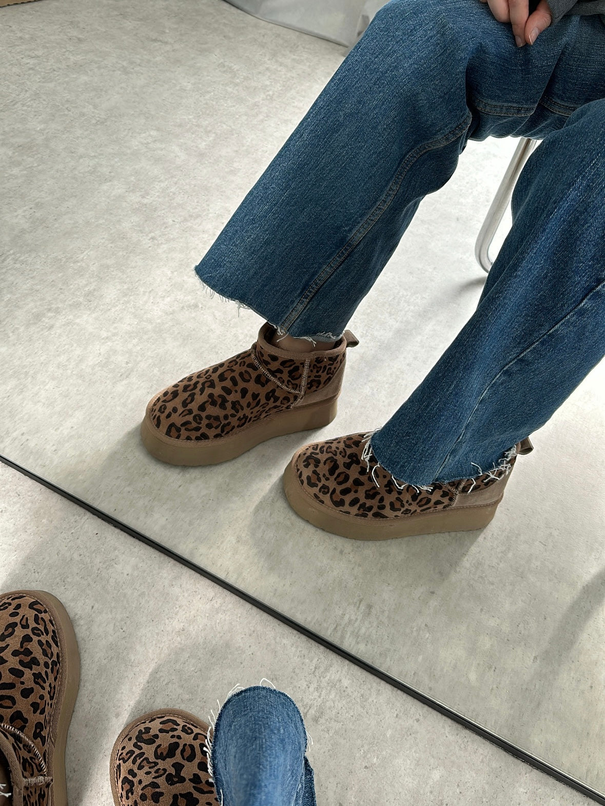 Ruby Platform Gerçek Hakiki Süet Vizon Leopar