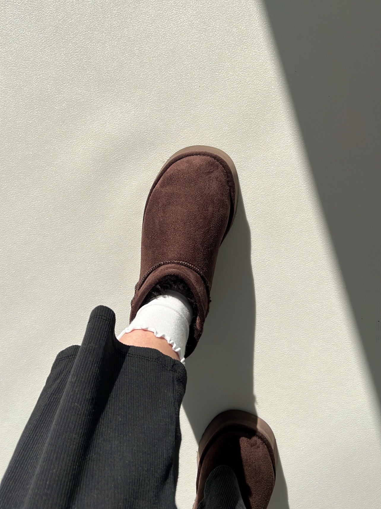 Platform Kahve Süet İçi Kürklü Kalın Taban Bot