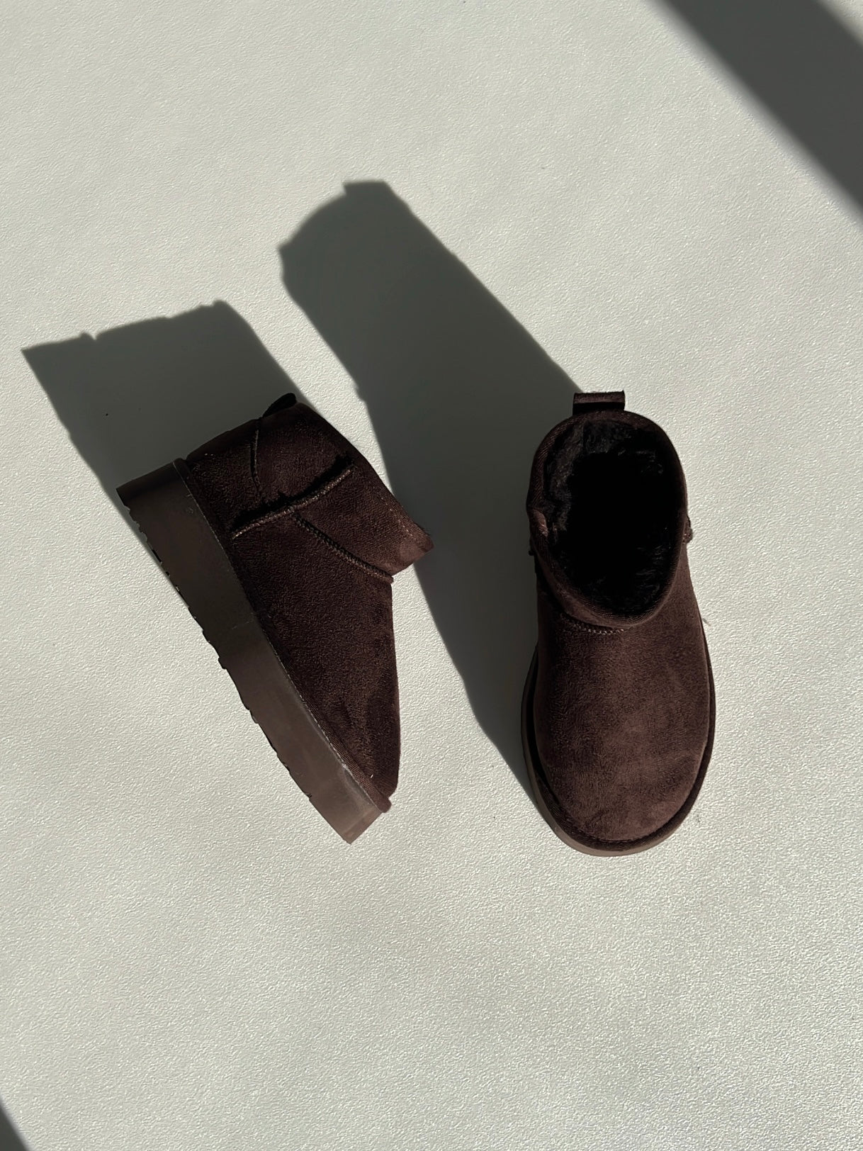 Platform Kahve Süet İçi Kürklü Kalın Taban Bot