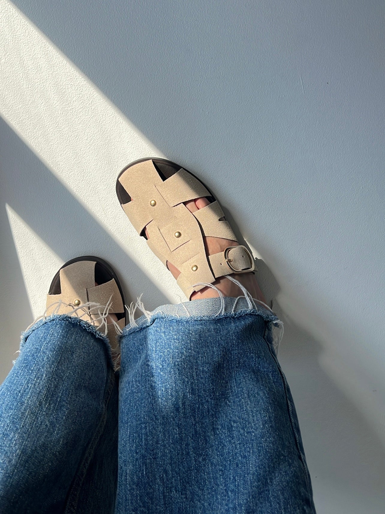 Ares Bej Bantlı Süet Kadın Terlik