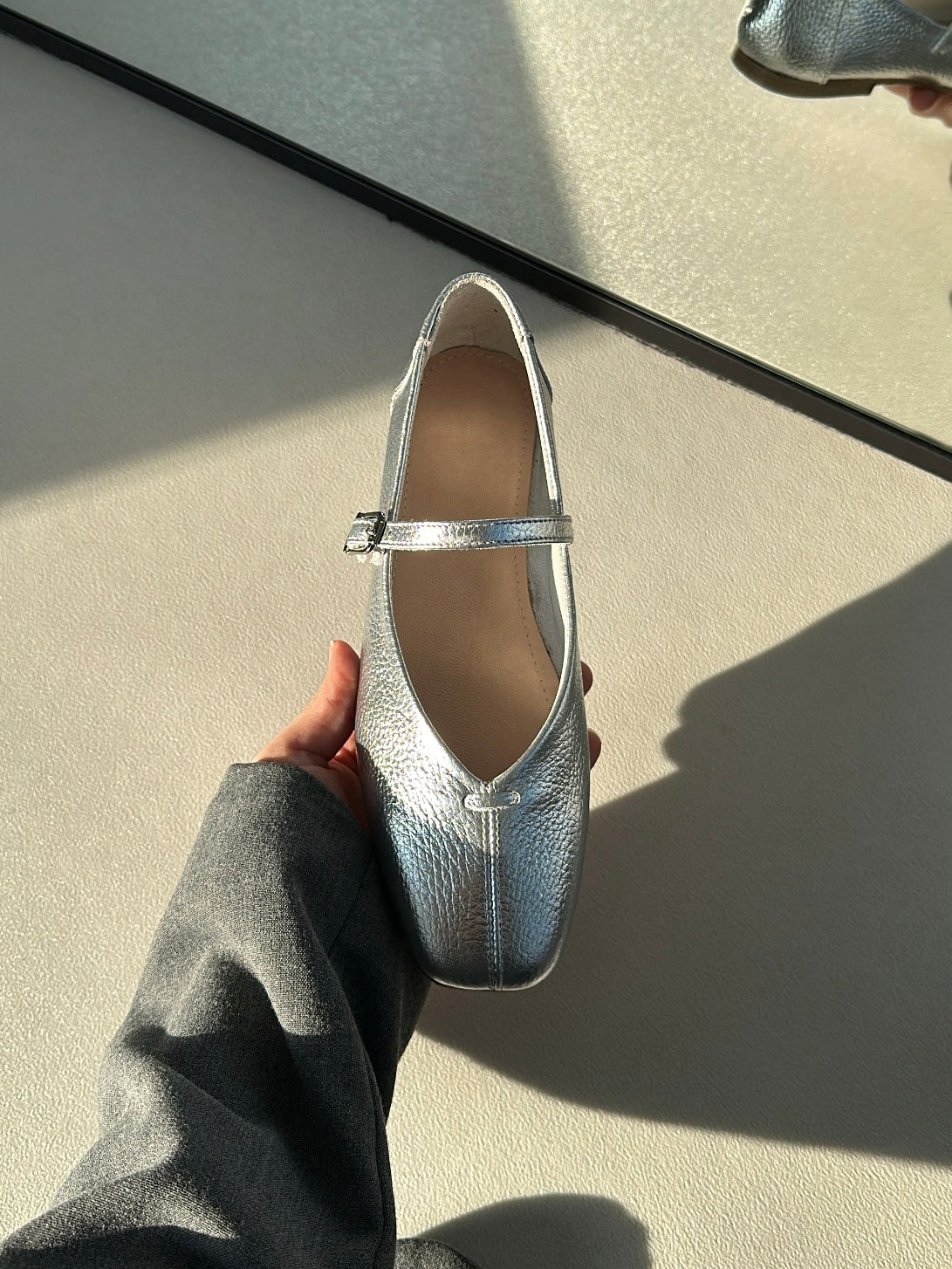 Many Gerçek Deri Gümüş Babet