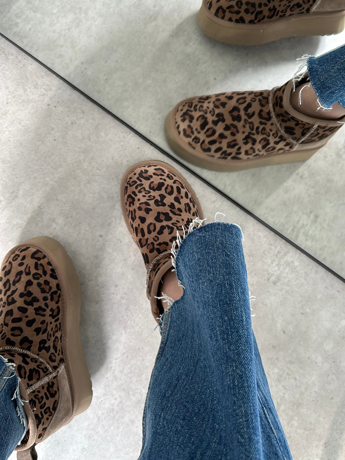 Ruby Platform Gerçek Hakiki Süet Vizon Leopar