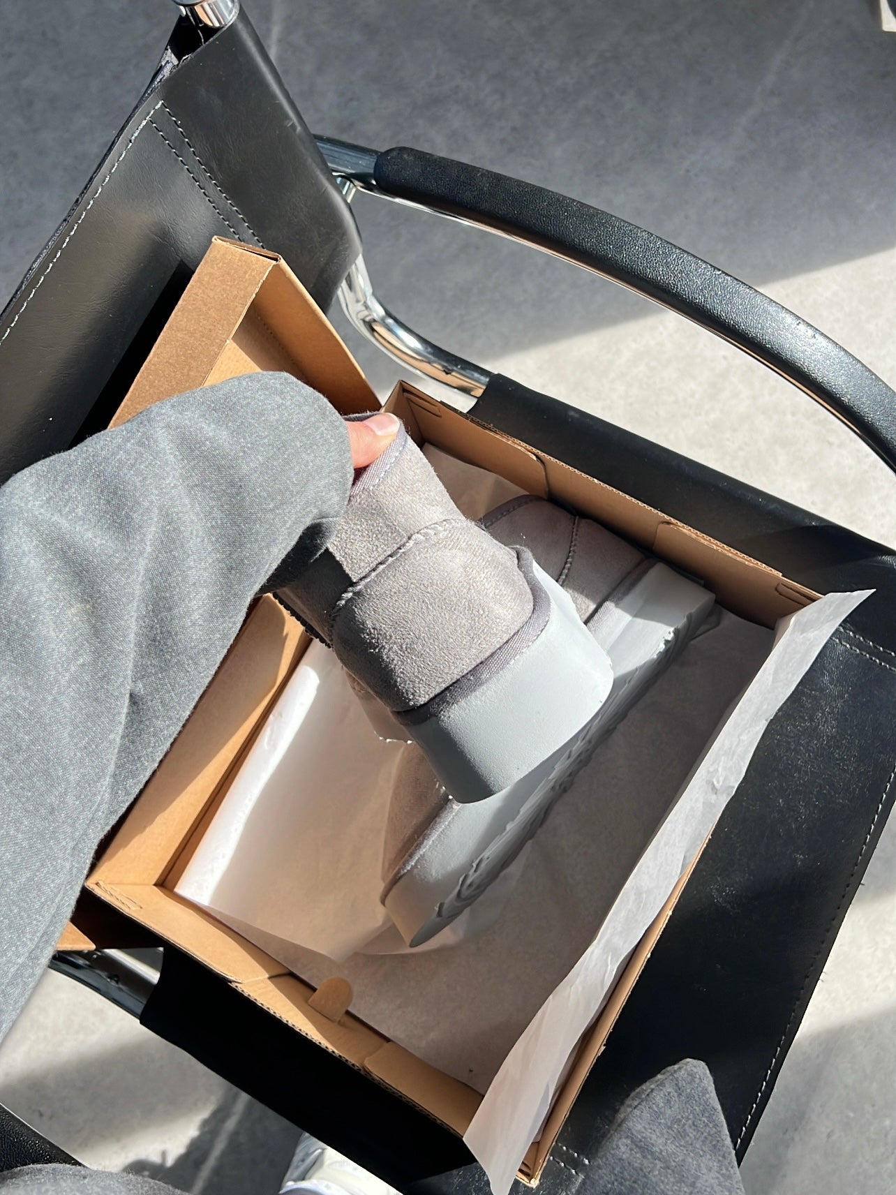 Platform Gri Süet İçi Kürklü Kalın Taban Bot