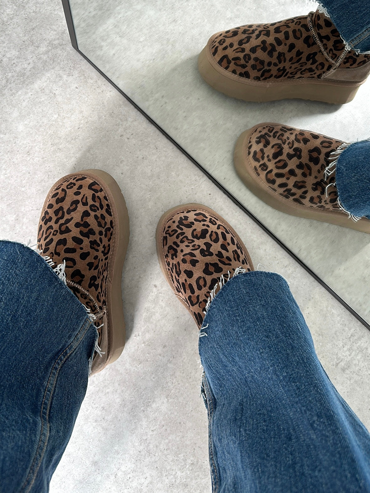 Ruby Platform Gerçek Hakiki Süet Vizon Leopar