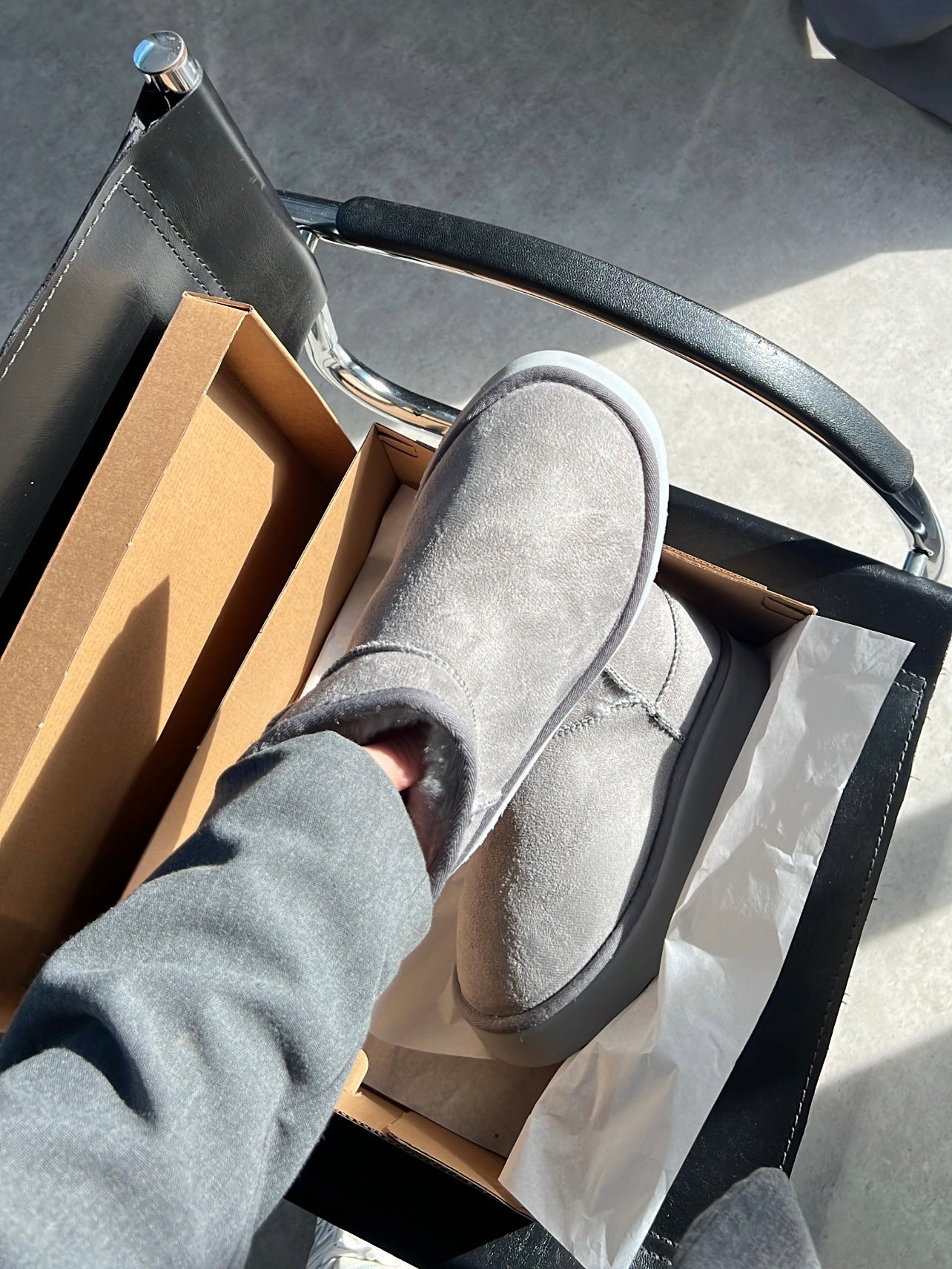 Platform Gri Süet İçi Kürklü Kalın Taban Bot