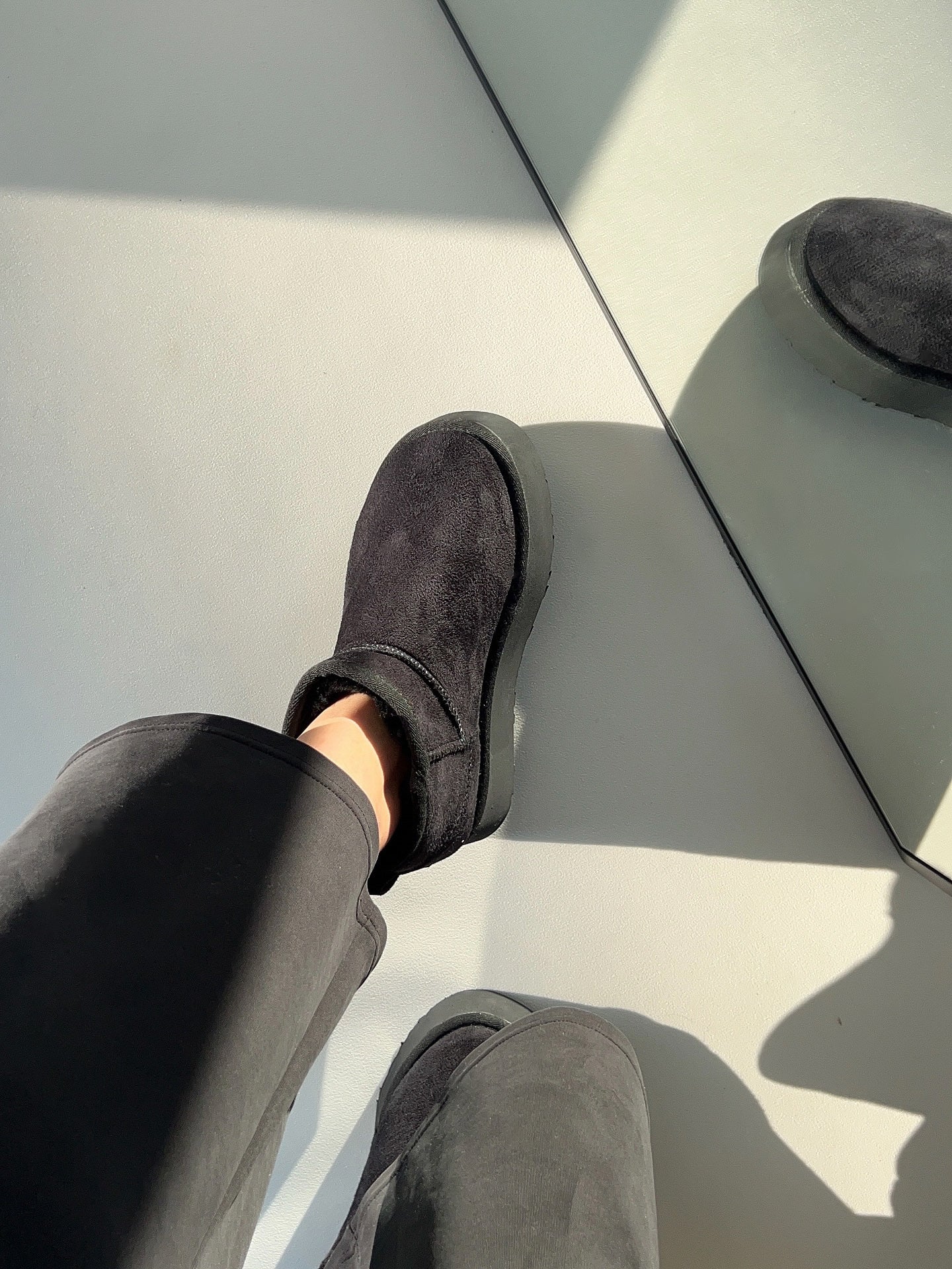 Platform Siyah Süet İçi Kürklü Kalın Taban Bot