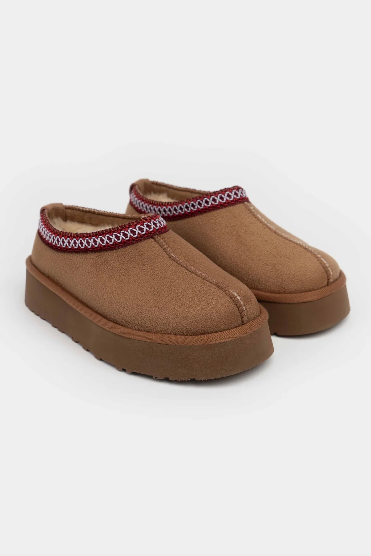 Lamby Taba Süet İçi Kürklü Düz Taban Terlik